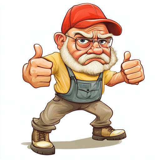 Humorous carpenter caricature with exaggerated human traits