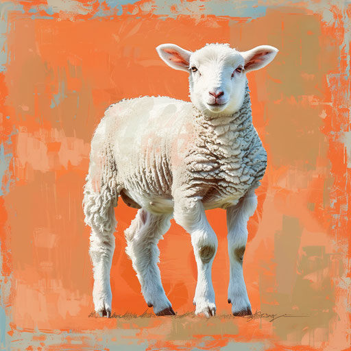 Realistic lamb clipart with vibrant tones on random background