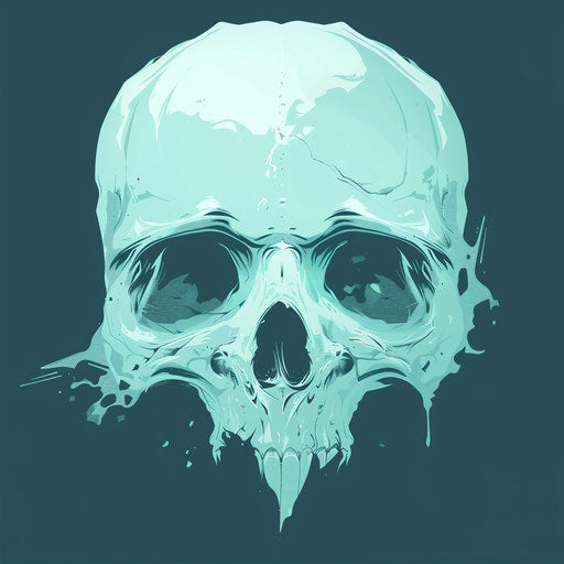 Skull shaped icon in light blue and teal style