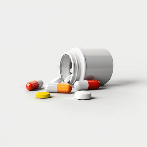 Realistic medication illustration on flat white background