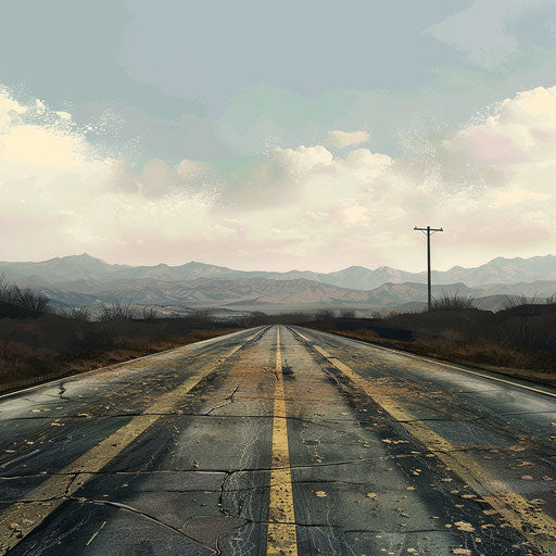 Road clipart with flat random background, metallic sheen