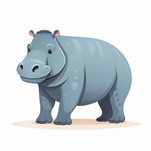 Hippo clipart in Minimalist style, on a white background