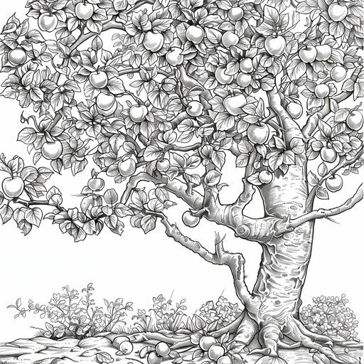 Realistic apple tree with detailed bark and foliage
