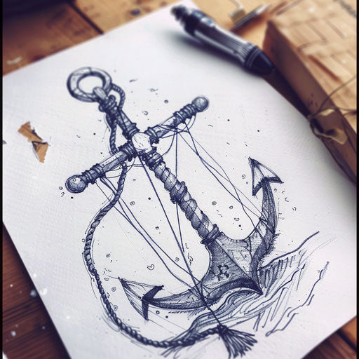 Anchor and rope tattoo, symbol of stability and hope