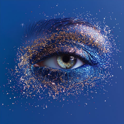 Realistic glitter clipart shines on royal blue background