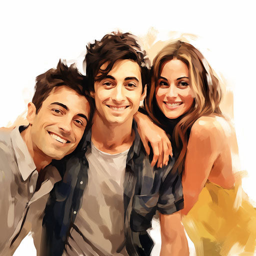 Friends clipart in the style of Oil painting, on a white background