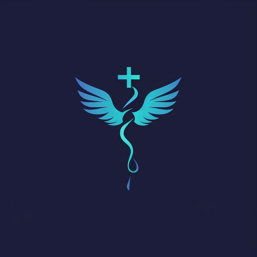 Professional medical logo with bold lines and a dark blue background