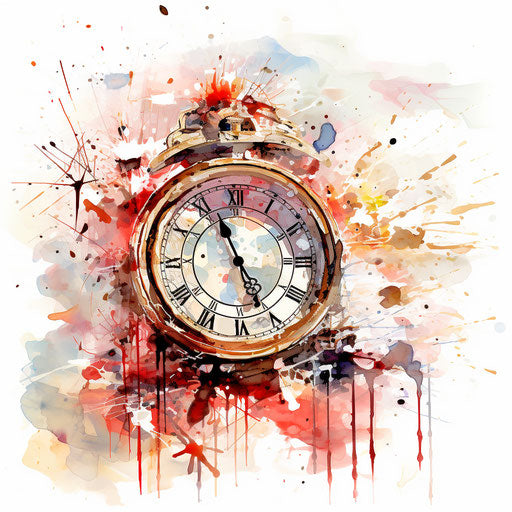 Happy new year clipart 2024 in the style of Impressionistic Art, on white background