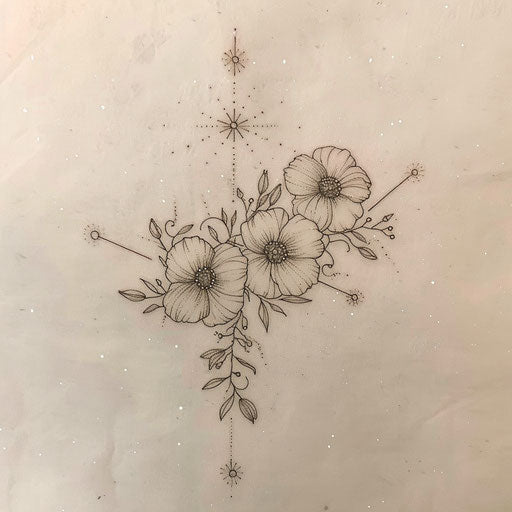 Elegant flat tattoo sketch of the Gemini constellation
