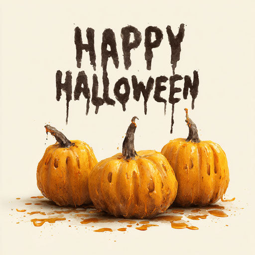 Playful Halloween Title Above Three Pumpkins