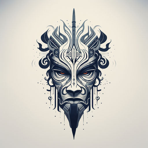 Tribal head portrait, bugcore style, clean designs, 3840x2160, calligraphic, double lines, digitally enhanced