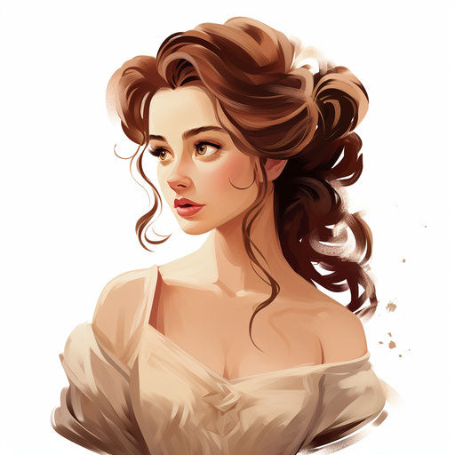 Beautiful clipart in the style of Chiaroscuro Art, on white background