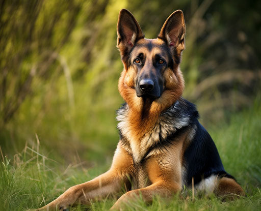 German shepherd sitting on the grass