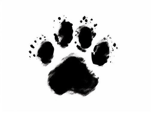 Dog paw prints on a white background in animated style