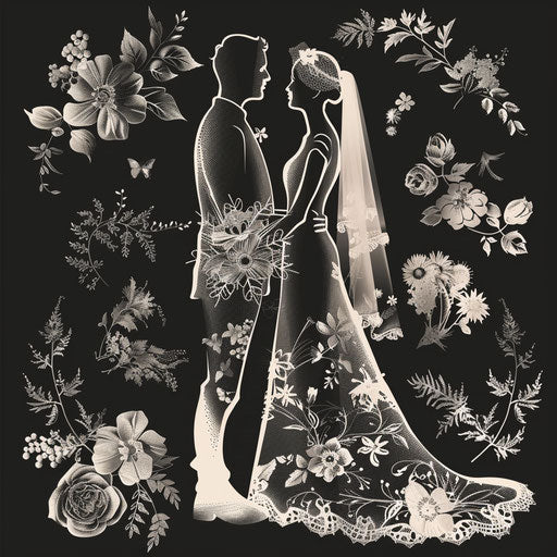 Wedding clipart images on dark charcoal background
