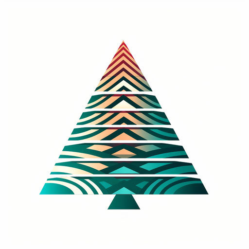 Minimalist Christmas tree clipart, on white background