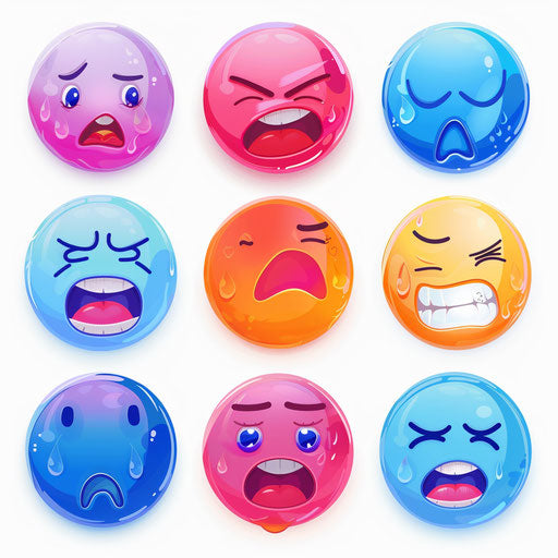 Photo realistic feelings clipart on a flat white background