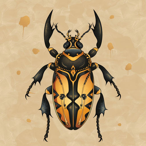 Bold flat tattoo sketch of a venomous beetle