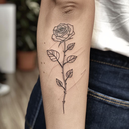 Minimalist flat tattoo sketch of a gypsy rose in bloom