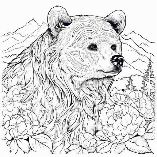 Bear coloring book for preschoolers in precisionist style