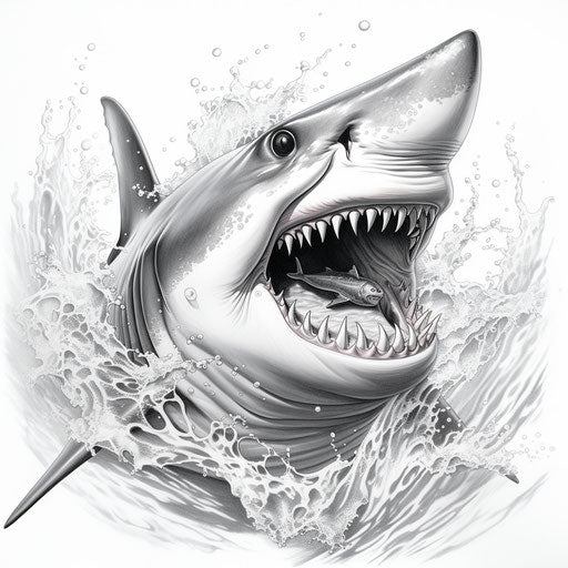 Black and White Shark Tattoos in the Ocean