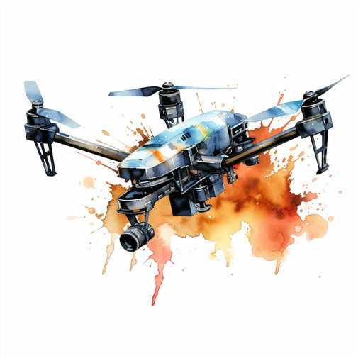 Drone clipart in oil painting style on white background