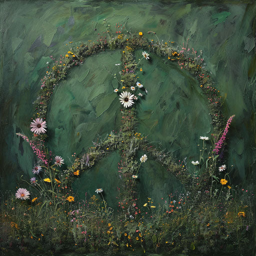 Symbol of peace in a green meadow