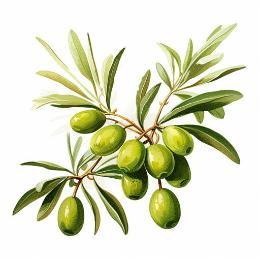 Olive clipart in the style of Oil painting, on a white background