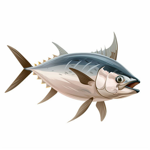 Tuna clipart in photo realistic style with flat white background