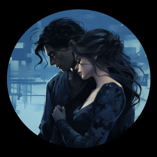 A romantic proposal under a dark blue sky