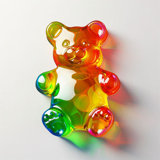 Realistic gummy bear clipart on flat white background
