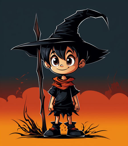 Small witch boy with scythe vector image