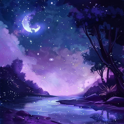 Night clipart in photo realistic style with a flat random background, ethereal glow and soft edges