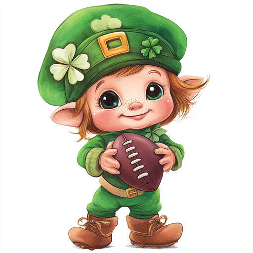 Saint Patrick's Day baby leprechaun with football clipart