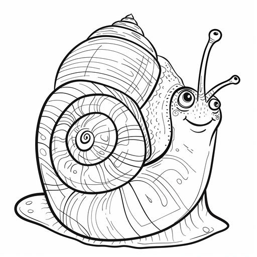 A smiling snail with a spiral shell