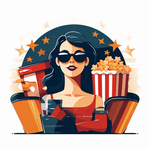 Cinema clipart in the style of Chiaroscuro Art, on white background
