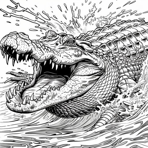 Alligator diving into water with powerful muscles