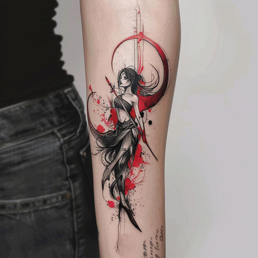 Forearm tattoos for women in Humberto Ramos style dynamic action scenes