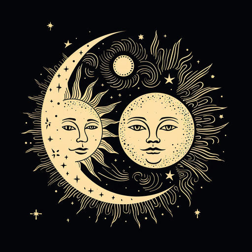 Vintage sketch of celestial bodies