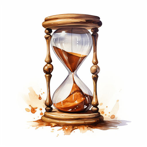 Hourglass in Oil painting style on white background