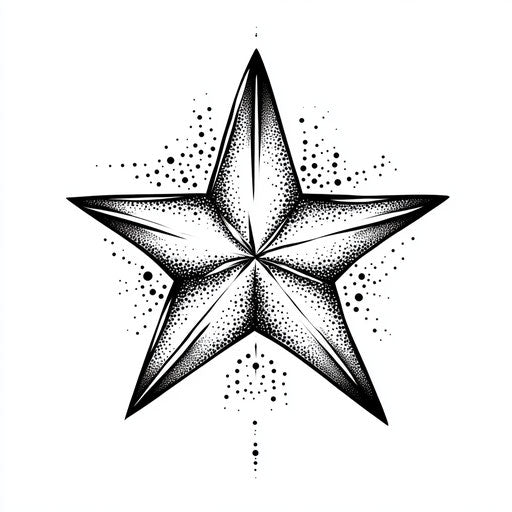 Star tattoo on hand in beautiful clipart style with dot work shading