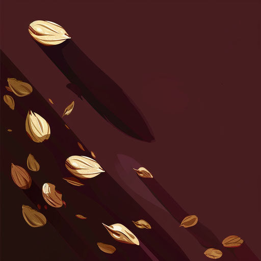 Flat background in deep maroon with seed clipart