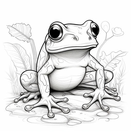 An illustration of a frog sitting on a white background