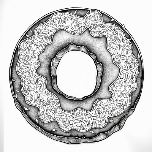 Detailed illustration of a donut with intricate patterns
