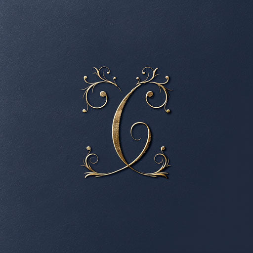 Classic monogram logo with navy blue background and timeless style