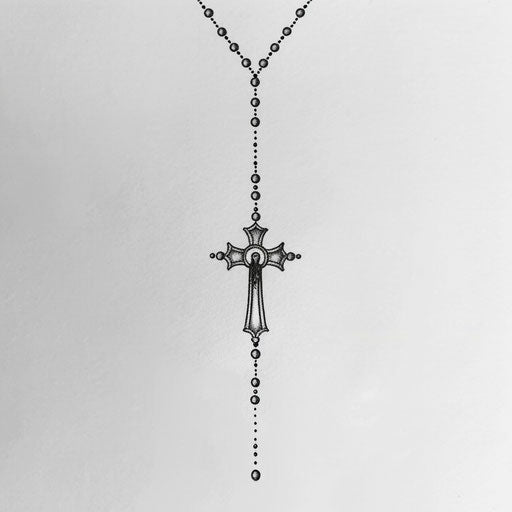 Minimalist rosary tattoo with elegant cross