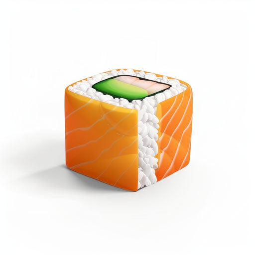 Sushi icon, simple style, white background, no shadow on the ground