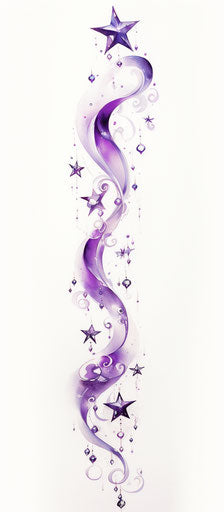 Stars tattoo design ideas, silver and purple style, smooth curved lines