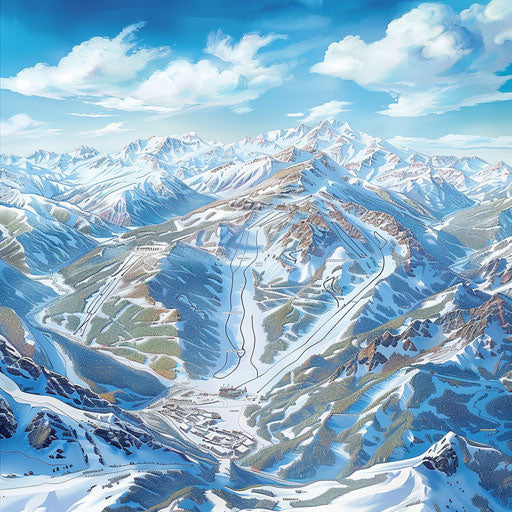 Ski resort map in portrait orientation