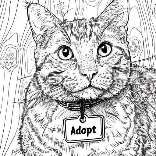 A detailed cat with an 'Adopt Me' tag